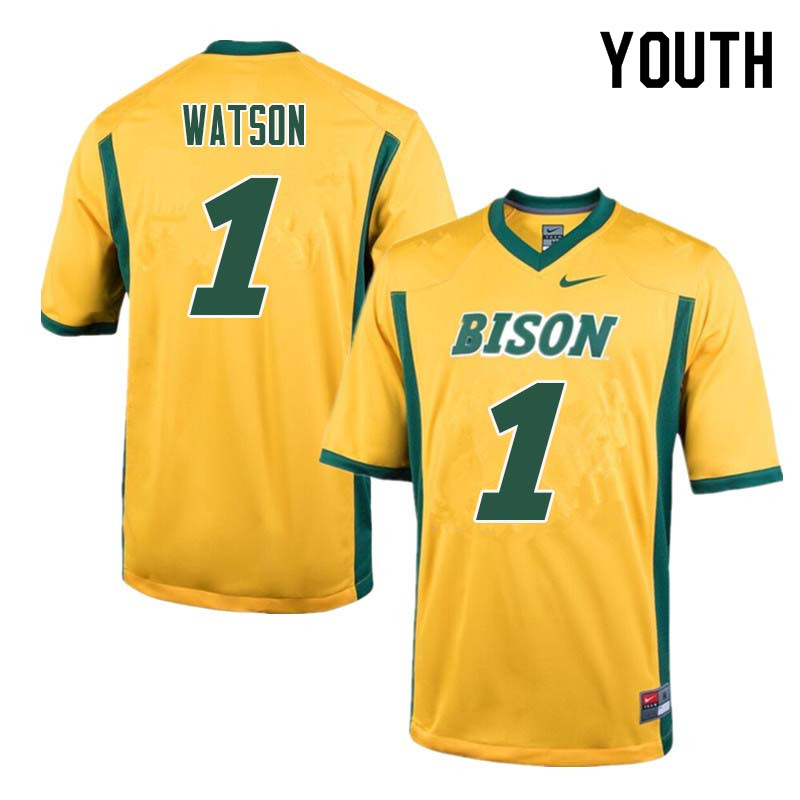 Youth #1 Christian Watson North Dakota State Bison College Football Jerseys Sale-Yellow